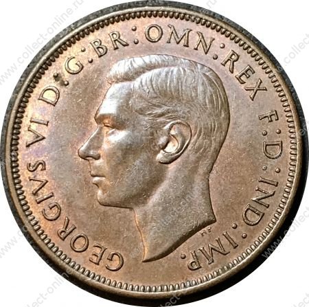 Великобритания 1947 г. • KM# 845 • 1 пенни • Георг VI • регулярный выпуск • BU ( кат. - $10 )