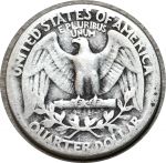 США 1938 г. • KM# 164 • квотер (25 центов) • Джордж Вашингтон • серебро • регулярный выпуск • F