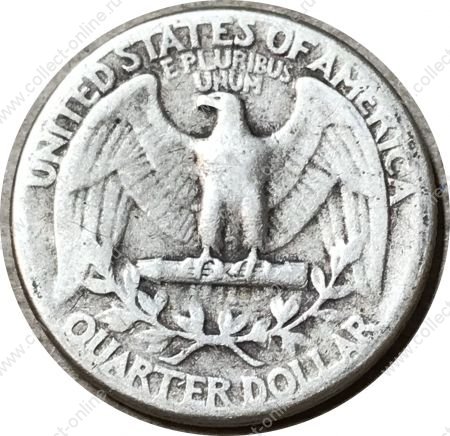 США 1939 г. • KM# 164 • квотер (25 центов) • Джордж Вашингтон • серебро • регулярный выпуск • F-