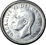 Канада 1950 г. • KM# 43 • 10 центов • Георг VI • серебро • регулярный выпуск • AU