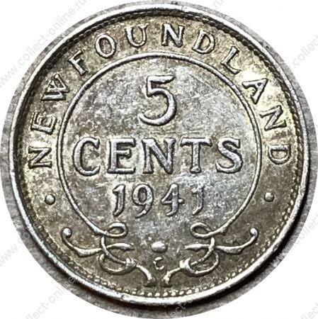 Ньюфаундленд 1941 г. C • KM# 19 • 5 центов • Георг V • серебро • регулярный выпуск • AU