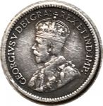 Канада 1916 г. • KM# 22 • 5 центов • Георг V • серебро • регулярный выпуск • VF+