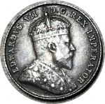 Канада 1909 г. • KM# 10 • 10 центов • Эдуард VII • серебро • регулярный выпуск • AU+ ( кат. - $300-400 )