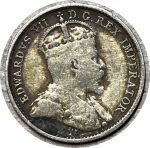Канада 1908 г. • KM# 13 • 5 центов • Эдуард VII • серебро • регулярный выпуск • F-
