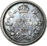 Канада 1905 г. • KM# 13 • 5 центов • Эдуард VII • серебро • регулярный выпуск • XF ( кат. - $20 )