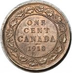Канада 1918 г. • KM# 21 • 1 цент • Георг V • регулярный выпуск • AU+