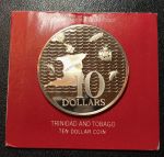 Тринидад и Тобаго 1974 г. KM# 16 • 10 долларов • государственный герб • карта острова • серебро 925 - 35 гр. • регулярный выпуск • MS BU пруф!!