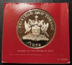 Тринидад и Тобаго 1974 г. KM# 16 • 10 долларов • государственный герб • карта острова • серебро 925 - 35 гр. • регулярный выпуск • MS BU пруф!!