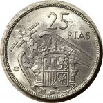 Испания 1957(64) г. • KM# 787 • 25 песет • Генерал Франко • регулярный выпуск • BU ( кат. - $25 )