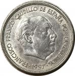 Испания 1957(64) г. • KM# 787 • 25 песет • Генерал Франко • регулярный выпуск • BU ( кат. - $25 )