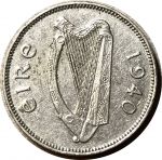 Ирландия 1940 г. • KM# 13 • 6 пенсов • ирландский вольфхаунд • регулярный выпуск • XF+