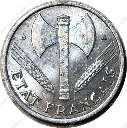 Франция 1944 г. B • KM# 914.2 • 50 сантимов • правительство Виши • регулярный выпуск • BU- ( кат. - $15 )
