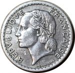 Франция 1947 г. • KM# 888b.1 • 5 франков • Марианна • регулярный выпуск • XF-