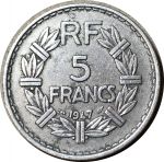 Франция 1947 г. • KM# 888b.1 • 5 франков • Марианна • регулярный выпуск • XF-