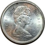 Канада 1966 г. • KM# 62 • 25 центов • Елизавета II • олень • серебро • MS BU