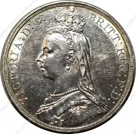 Великобритания 1889 г. • KM# 765 • крона • Королева Виктория(юбилейный портрет) • регулярный выпуск • BU-