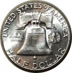 США 1959 г. • KM# 199 • полдоллара • Бенджамин Франклин • серебро • регулярный выпуск • MS BU Люкс!!
