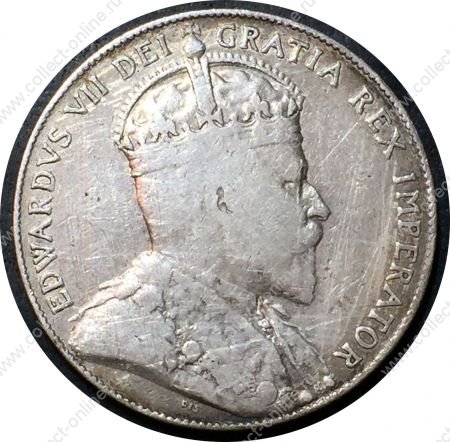 Канада 1908 г. • KM# 12 • 50 центов • Эдуард VII • серебро • регулярный выпуск • F*