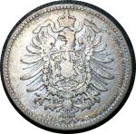 Германия 1874 г. B (Берлин) • KM# 7 • 1 марка • (серебро) • Имперский орел • регулярный выпуск • F-