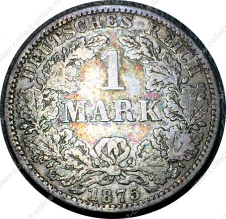 Германия 1875 г. A (Берлин) • KM# 7 • 1 марка • (серебро) • Имперский орел • регулярный выпуск • VF