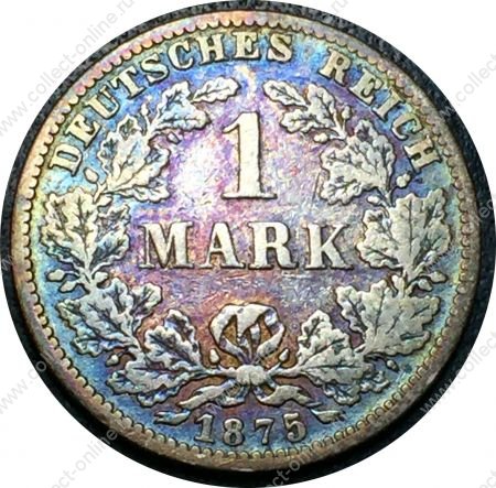 Германия 1875 г. G (Карлсруэ) • KM# 7 • 1 марка • (серебро) • Имперский орел • регулярный выпуск • F+