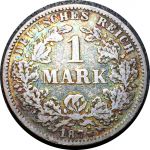 Германия 1874 г. G (Карлсруэ) • KM# 7 • 1 марка • (серебро) • Имперский орел • регулярный выпуск • VF-