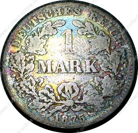 Германия 1875 г. B (Ганновер) • KM# 7 • 1 марка • (серебро) • Имперский орел • регулярный выпуск • VG+