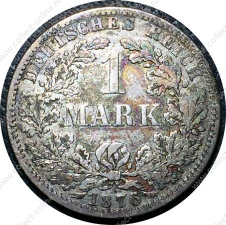 Германия 1876 г. A (Берлин) • KM# 7 • 1 марка • (серебро) • Имперский орел • регулярный выпуск • VF-