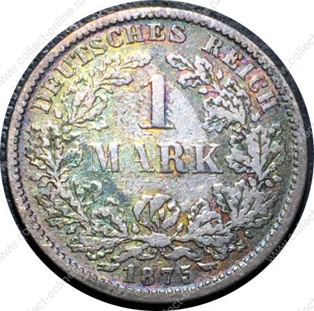 Германия 1875 г. F (Штутгарт) • KM# 7 • 1 марка • (серебро) • Имперский орел • регулярный выпуск • F