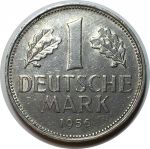 Германия • ФРГ 1956 г. F (Штутгарт) • KM# 110 • 1 марка • регулярный выпуск • BU- ( кат.- $200 )