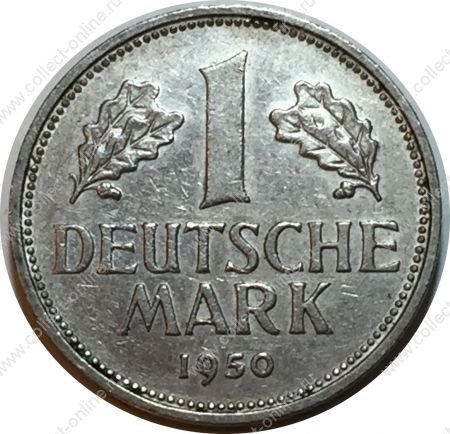 Германия • ФРГ 1950 г. D (Мюнхен) • KM# 110 • 1 марка • регулярный выпуск • AU+ ( кат.- $ 25+ )