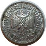 Германия • ФРГ 1950 г. D (Мюнхен) • KM# 110 • 1 марка • регулярный выпуск • AU+ ( кат.- $ 25+ )