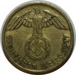 Германия • 3-й рейх 1937 г. G (Карлсруэ) • KM# 92 • 10 рейхспфеннигов • орел на венке • регулярный выпуск • XF+ ( кат. - $10+ )