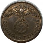Германия • 3-й рейх 1938 г. A (Берлин) • KM# 90 • 2 рейхспфеннига • орел • регулярный выпуск • MS BU