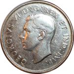 Канада 1945 г. • KM# 36 • 50 центов • Георг VI • серебро • регулярный выпуск • BU-