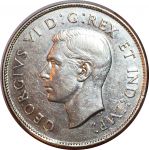 Канада 1943 г. • KM# 36 • 50 центов • Георг VI • серебро • регулярный выпуск • BU-