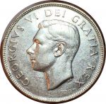 Канада 1952 г. • KM# 45 • 50 центов • Георг VI • серебро • регулярный выпуск • AU+