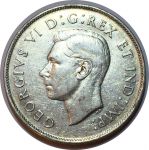 Канада 1943 г. • KM# 36 • 50 центов • Георг VI • серебро • регулярный выпуск • XF-AU