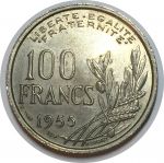 Франция 1955 г. • KM# 919.1 • 100 франков • "Свобода с факелом" • регулярный выпуск • MS BU ( кат.- $ 6,00 )