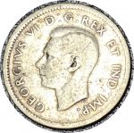Канада 1947 г. • KM# 34 • 10 центов • Георг VI • серебро • знак "кленовый лист" • регулярный выпуск • F-VF