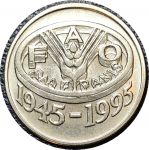 Румыния 1995 г. N • KM# 117.2 • 10 леев • 50-летие основания ФАО(FAO) • герб Румынии • регулярный выпуск • BU ( кат.- $ 7,00 )