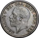Великобритания 1932 г. • KM# 833 • 1 шиллинг • Георг V • британский лев • регулярный выпуск • XF- ( кат. - $15 )