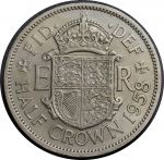 Великобритания 1958 г. • KM# 907 • полкроны • Елизавета II • регулярный выпуск • AU ( кат. - $20 )