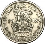 Великобритания 1948 г. • KM# 863 • 1 шиллинг • герб Англии • регулярный выпуск • XF-