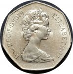 Великобритания 1979 г. • KM# 913 • 50 пенсов • Елизавета II • регулярный выпуск • BU-
