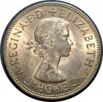 Великобритания 1962 г. • KM# 897 • 1 пенни • Елизавета II • регулярный выпуск • MS BU