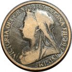 Великобритания 1897 г. • KM# 790 • 1 пенни • королева Виктория • регулярный выпуск • F