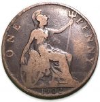 Великобритания 1902 г. • KM# 794.2 • 1 пенни • Эдуард VII • регулярный выпуск • F
