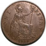 Великобритания 1928 г. • KM# 838 • 1 пенни • Георг V • регулярный выпуск(первый год) • AU ( кат. - $30 )