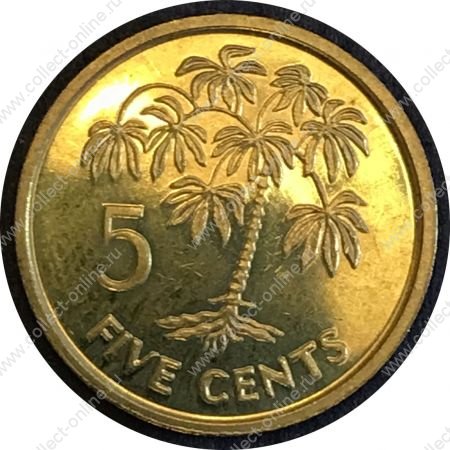 Сейшелы 1995 г. • KM# 47a • 5 центов • государственный герб • пальма • регулярный выпуск • MS BU